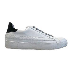 Sans Matin Original C20 Greek Letters White Leather Lace Up Low Sneakers 38